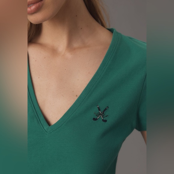 Anthropologie Maeve V Neck Hockey Graphic Tee - Picture 5 of 13